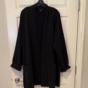 Eileen Fisher Charcoal Grey Open Front Cardigan